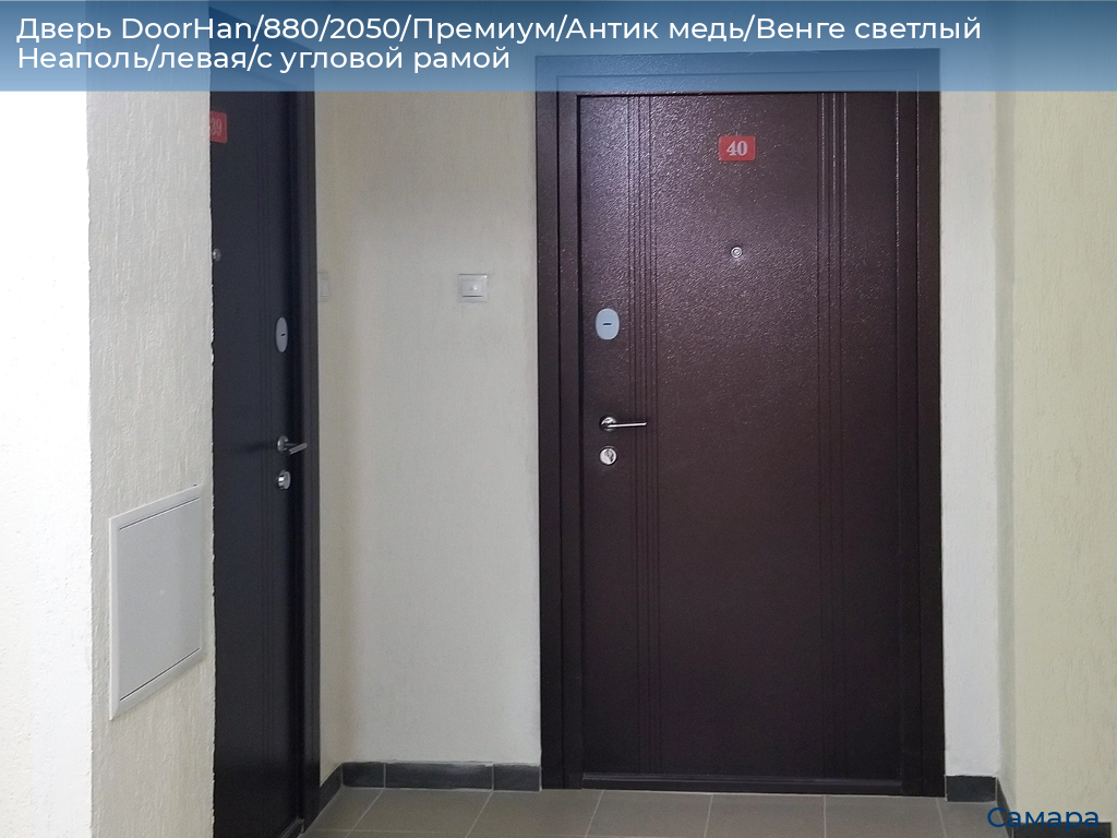 Дверь DoorHan/880/2050/Премиум/Антик медь/Венге светлый Неаполь/левая/с угловой рамой, samara.doorhan.ru